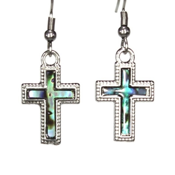 Jewelry - ABALONE Shell Cross Earrings